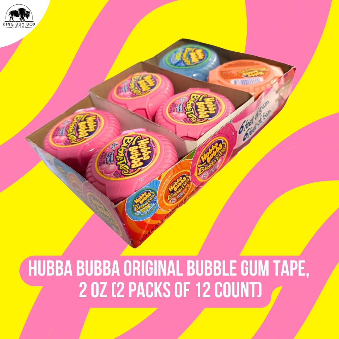 KING BUY BOX Cup 1 PCS Bundle with Bubble Tape, assortment, 2 BOX with 12 PCS, 2 PACK compatible with Hubba Bubba