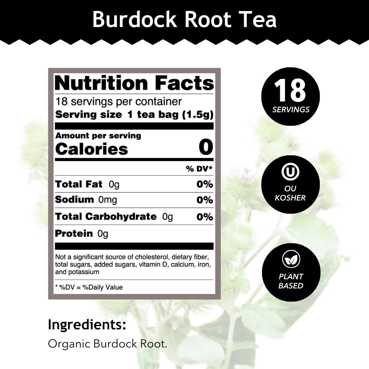 Buddha Teas - Burdock Root - Organic Herbal Tea - For Health & Wellbeing - With Antioxidants, Minerals & Vitamin C - Caffeine Free - 100% Kosher