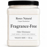 Roses Natural Carpet Deodorizer Powder - 32 oz Value Size | Plant-Based Baking Soda Formula | Odor Eliminator for Carpets, Rugs, Upholstery & Pet Beds