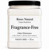 Roses Natural Carpet Deodorizer Powder - 32 oz Value Size | Plant-Based Baking Soda Formula | Odor Eliminator for Carpets, Rugs, Upholstery & Pet Beds