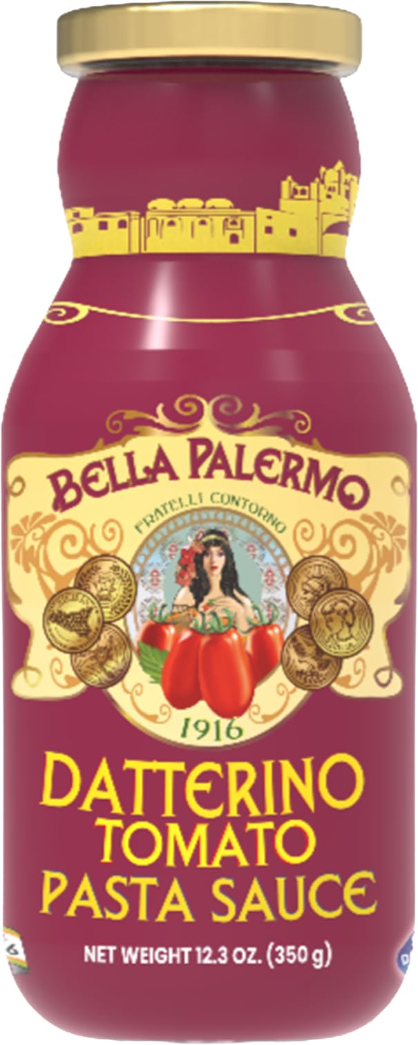 Contorno Datterino Tomato Pasta Sauce (11.6 Oz) 330g - Imported Authentic Italian Sugo with Extra Virgin Olive Oil, Tomatoes & Basil, Gourmet Marinara