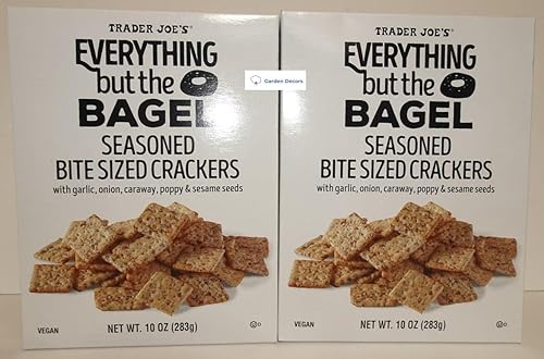 Trader Joes Everything but the Bagel Seasoned Bite Sized Crackers 10oz 283g (Two Boxes), Pack of 2