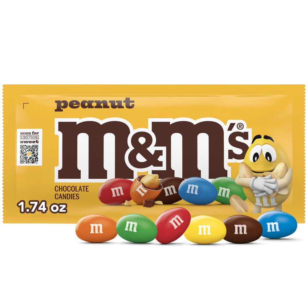 M&M'S Peanut Milk Chocolate Candy, Full Size, 1.74 oz Pouch