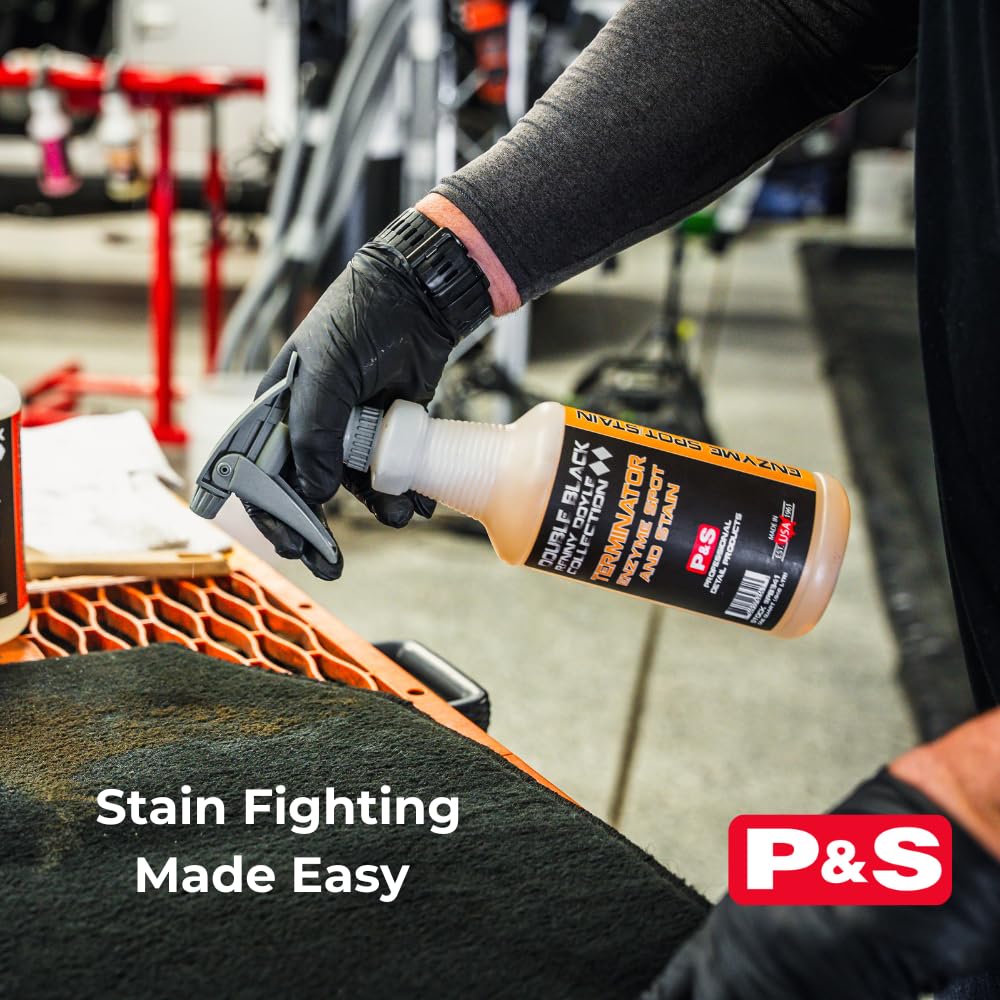 P & S PROFESSIONAL DETAIL PRODUCTS Terminator Enzyme Spot & Stain Remover - Professional Upholstery & Carpet Cleaner, Eliminates Grease, Dirt