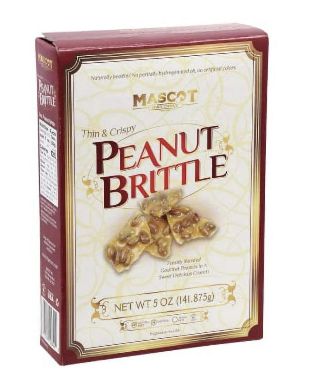 Peanut Brittle Candy, Thin and Crispy Holiday Snack 4.5 oz