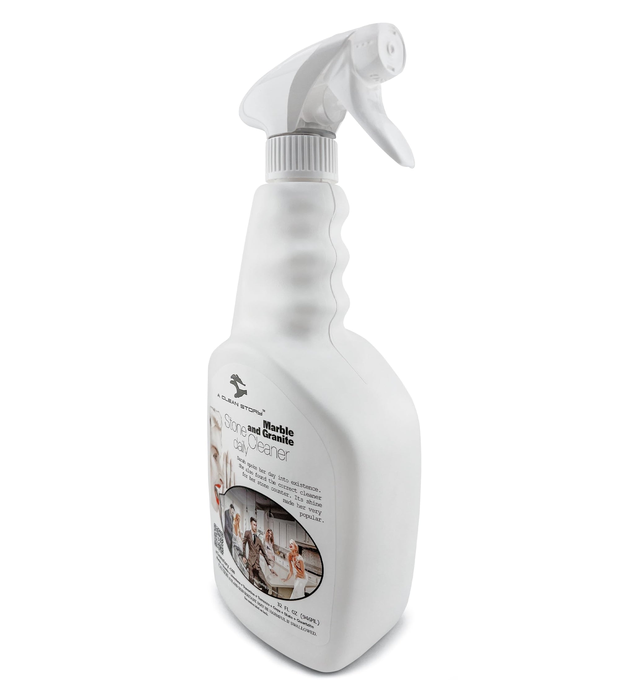 Marble and Granite Daily Stone Cleaner (Neutral Cleaner - Ph7) 32oz Ready-To-Use Formula - Large Spray Bottle