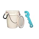 Ismart 5-Gallon Bucket with Rope Handle & Dual Side Handles - Includes Lid & Opener | Heavy-Duty, Multi-Use Storage Container (White)