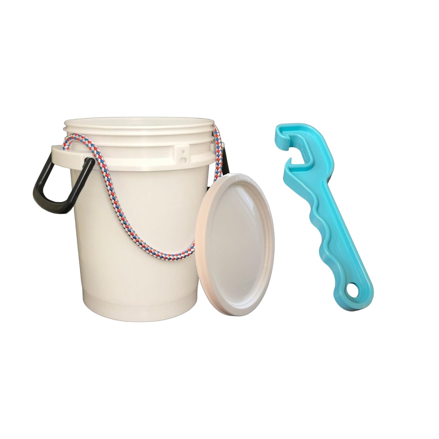 Ismart 5-Gallon Bucket with Rope Handle & Dual Side Handles - Includes Lid & Opener | Heavy-Duty, Multi-Use Storage Container (White)