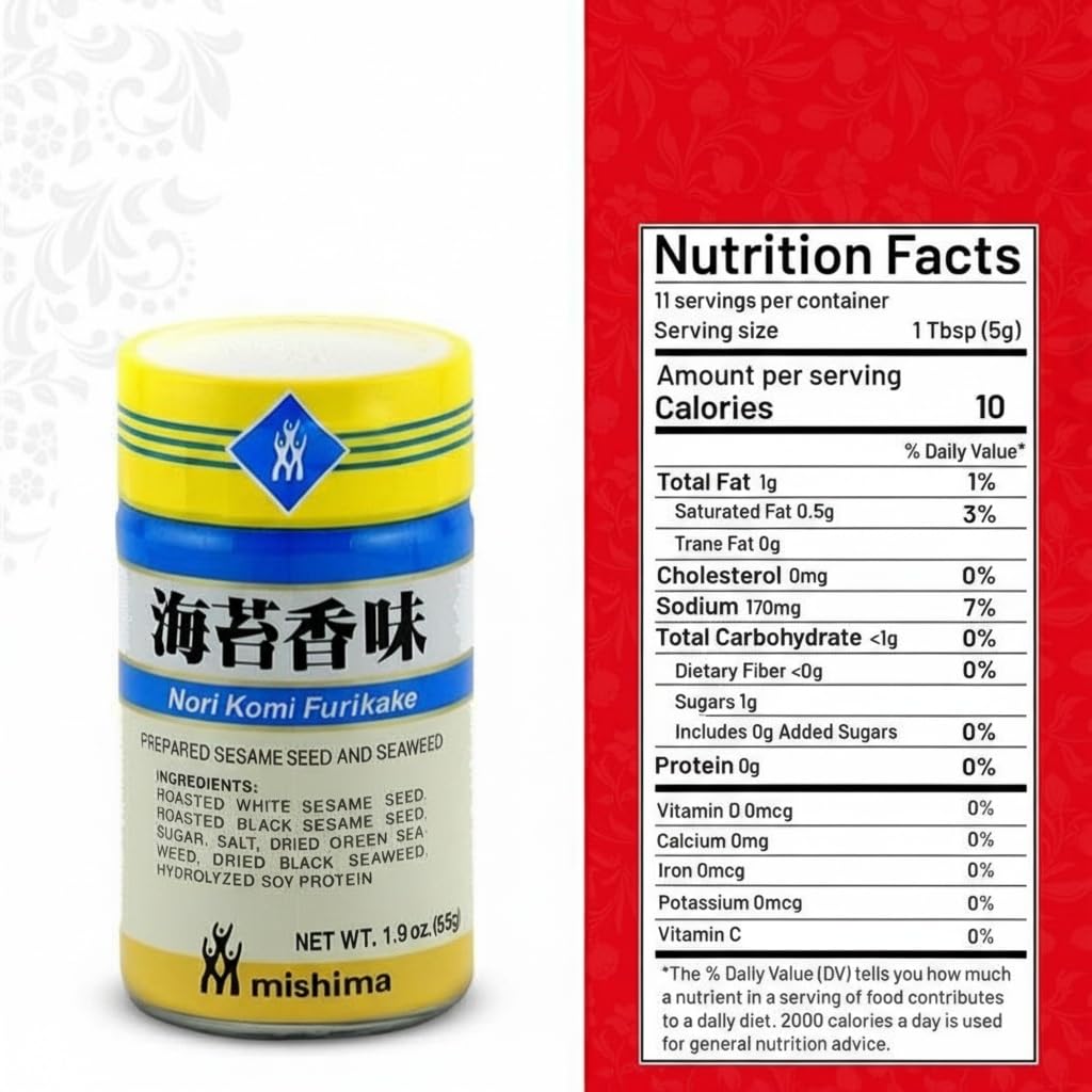 Shirakiku Nori Komi Furikake Roasted Black Seaweed, 1.9 Ounces
