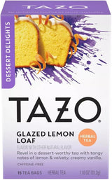 TAZO Tea Bags, Glazed Lemon Loaf Herbal Tea, & Vanilla Bean Macaron Black Tea 15CT (1ea) (Variety Pack)