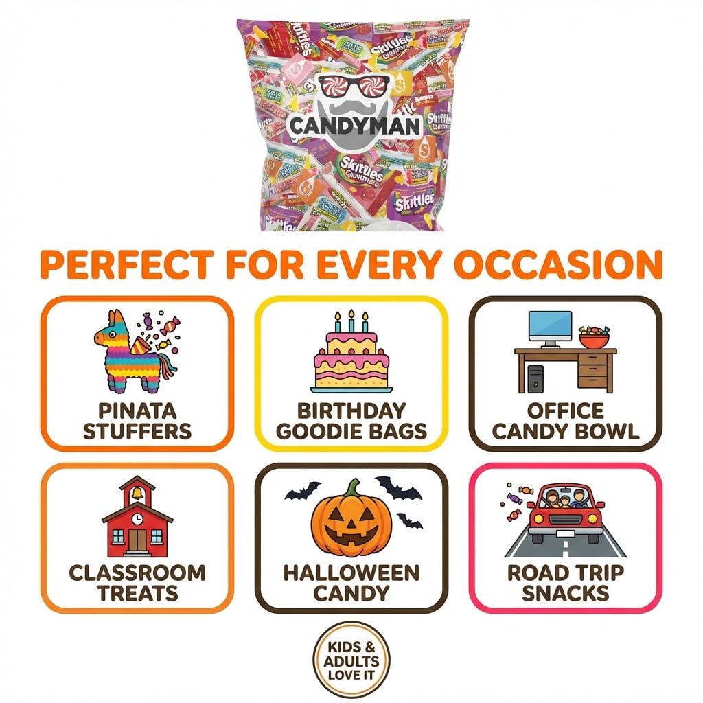 Candyman Candy Variety Pack, 1 lb, Individually Wrapped Bulk Candy