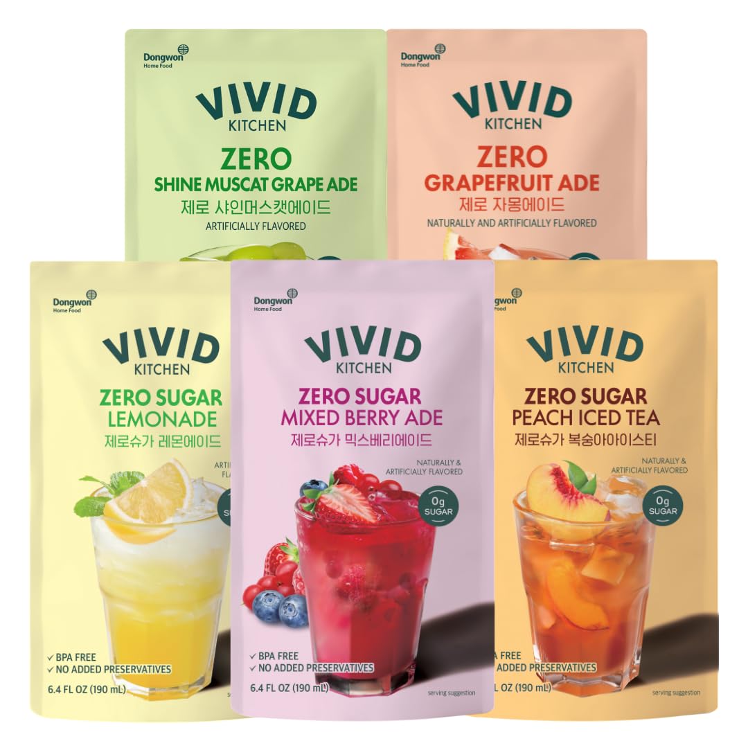 VIVID KITCHEN | Mixed Berry Ade Pouch drinks - Zero Sugar, Zero Calories | Korean Convenience Store Drink | No Artificial Preservatives or Corn Syrup
