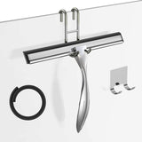 Shower Squeegee Set, 10-Inch Stainless Steel Squeegee for Bathroom, Shower Doors, Mirrors, Tiles, and Car Windows - 100% Streak Free, Includes Shower