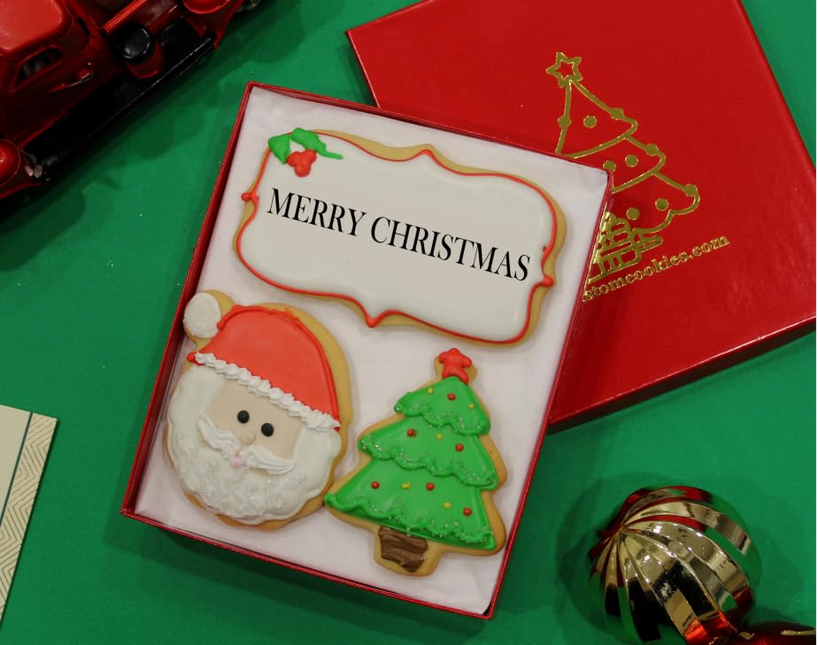 Christmas Cookies, Hand Decorated Vanilla Sugar Cookies, Christmas Gift Basket, Gourmet Holiday Food Gift Box, Christmas Gifts, For Women, Him, Her