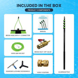 EQUIPMAXX 24 Feet Reach Solar Panel Cleaning Brush & Pole Kit Window Cleaner Solar Panel Cleaning System Washing Tool Professional Solution: Scrubber