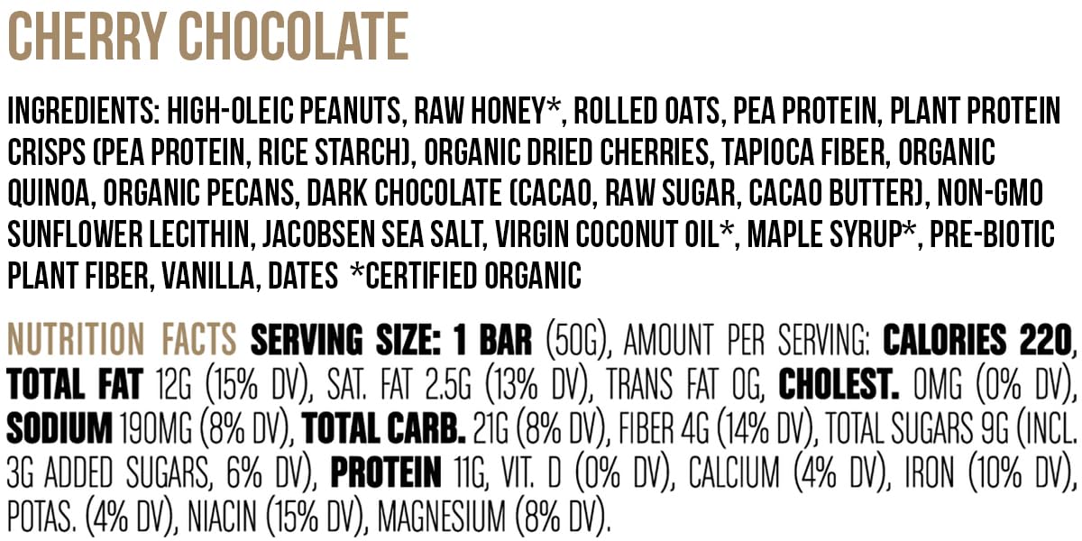 Big Spoon Roasters Cherry Chocolate Nut Butter Bars - Low Carb, High Protein Bars w/Pea Protein - Vegan Snacks w/Peanut & Almond Butter - Gluten-free