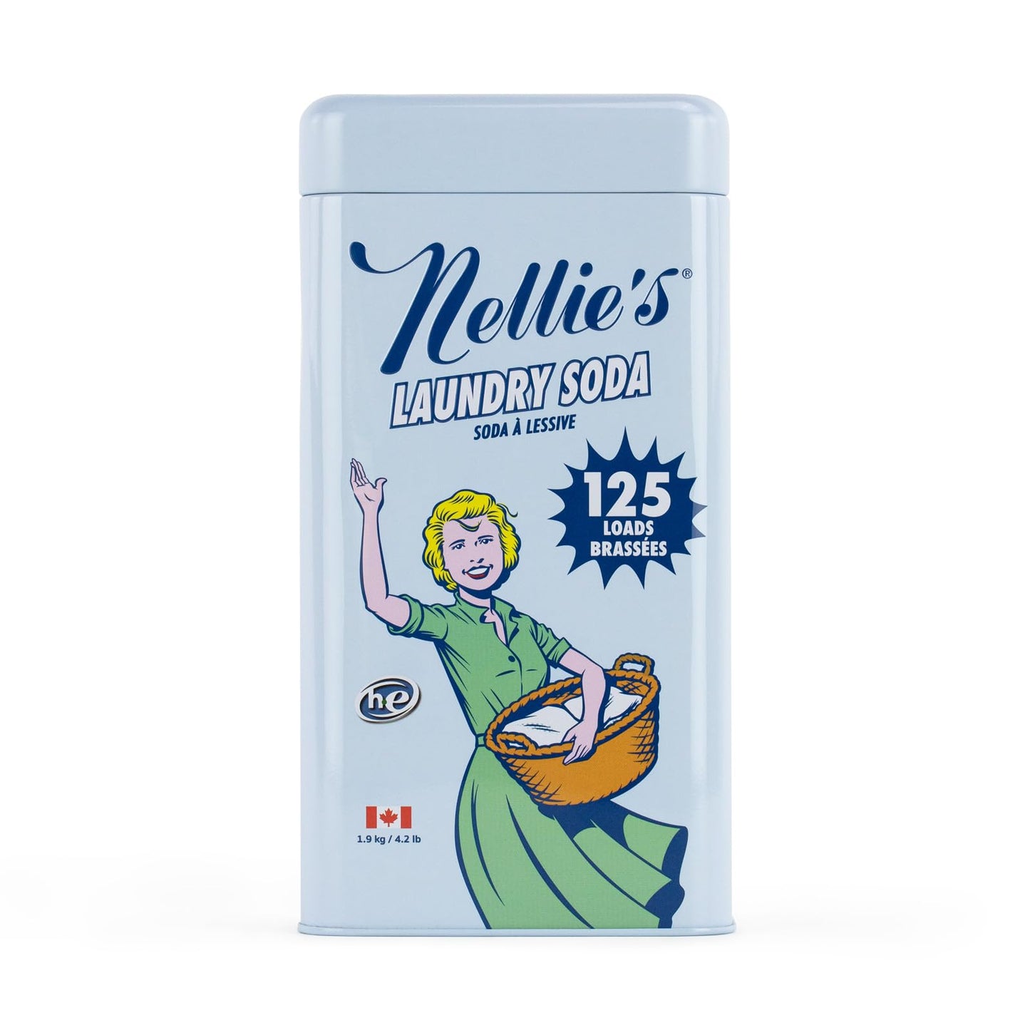 Nellie’s Laundry Soda 125 Loads - Laundry Powder Detergent - 4 Ingredients - No Residue - HE & Septic Safe - Made in Canada