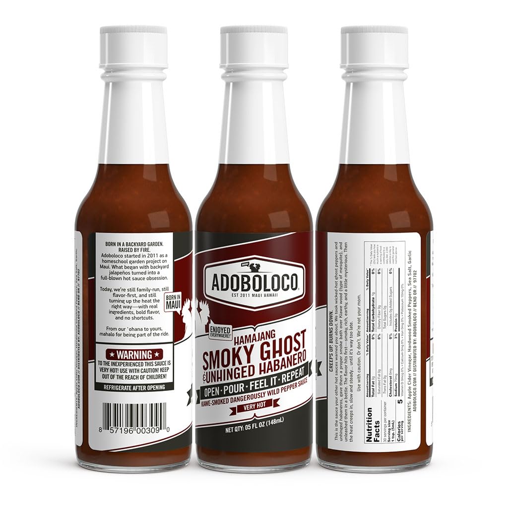 Adoboloco Hot Sauce Hamajang Hawaiian Spicy Chili Sauce 5oz - Very Hot Smoked Ghost Pepper Chili Sauce - Featured on Hot Ones!