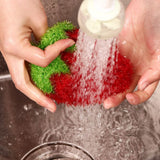 Strawberry Shape Acrylic Dish/Pot Scrubbers for Dish Washing, Cute Colorful Dish Sponge No Odor Kitchen Sponge Net Dish Cloths, 4 Pack
