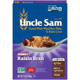 Uncle Sam Skinner's Raisin Bran Cereal, High Fiber, Whole Grain, Non-GMO Project Verified, Heart Healthy, Kosher, Vegan, 13 Oz Box (Pack of 12)