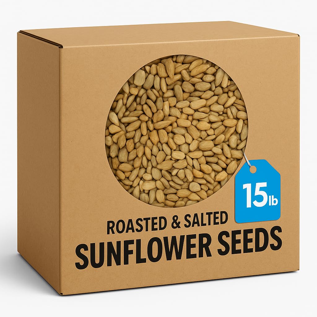 Roasted & Salted Sunflower Seeds - Shelled, 15 lb Bulk Bag, No Shell Snack, Protein?Rich, Healthy Snack for Parties, Trail Mix, Baking & Everyday
