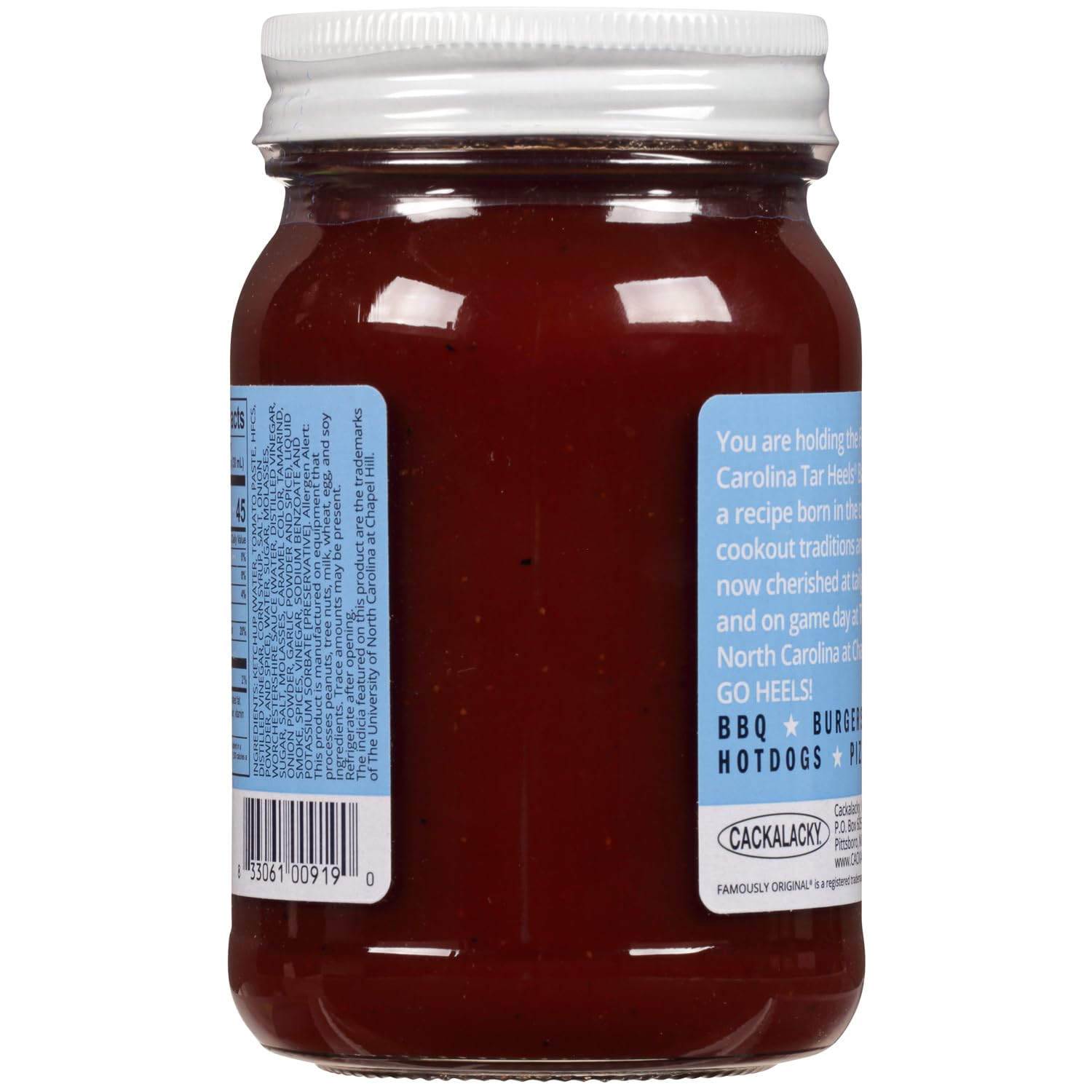 Cackalacky Carolina Tar Heels BBQ Sauce - 16 oz - Smoky and Brown Sugar Flavor, Ideal for Grilling at Game Days, Tailgates, and Sporting Events