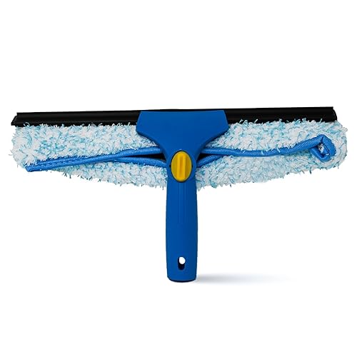 Kleen Handler Professional 2-in-1 Squeegee for Window Cleaning Tool Combo - 14" Squeegee & Microfiber Scrubber Sleeve, Window Glass Cleaning Kit