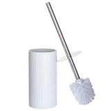 Creative Scents Estella White Toilet Brush Set - Decorative Bathroom Toilet Bowl Brush and Holder - Ventilated Toilet Cleaner Brush with Strong