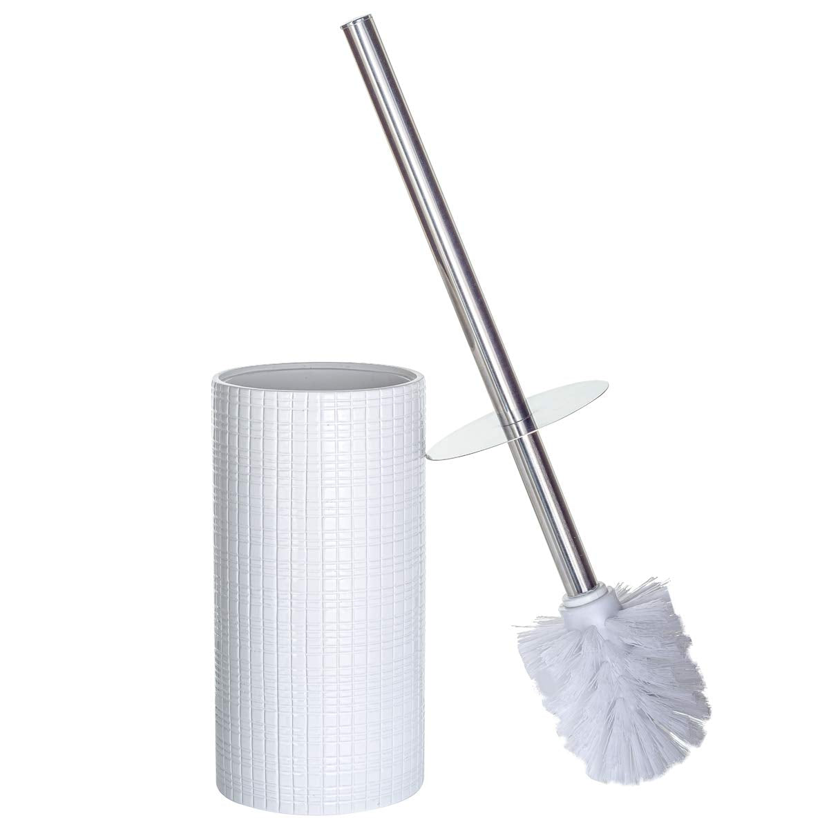 Creative Scents Estella White Toilet Brush Set - Decorative Bathroom Toilet Bowl Brush and Holder - Ventilated Toilet Cleaner Brush with Strong