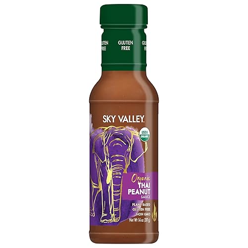 Sky Valley Thai Peanut Sauce - Gluten Free Peanut Sauce, Mild Heat, Authentic Flavor, Organic, Vegan, Non GMO, Gluten Free, Peanut Sauce for Spring