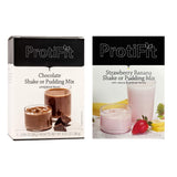 PROTIFIT - High Protein Chocolate & Strawberry Banana Pudding & Shake Mix 2 Pack, 15g Protein, Low Calorie, Low Fat, Low Carb, Aspartame Free, Idea