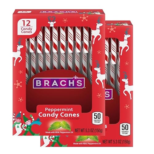 Brachs Red & White Peppermint Candy Canes, Christmas Candy, Holiday