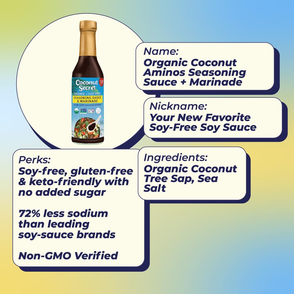 Coconut Secret Coconut Aminos (12 Pack) - 8 fl oz - Low Sodium Soy Sauce Alternative, Low-Glycemic - Organic, Vegan, Non-GMO, Gluten-Free, Kosher