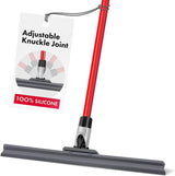 Heavy Duty Floor Squeegee for Concrete and Tile Floor - Silicone Squeegee Broom Floor Scrubber - Large Single Cast Rubber Blade Aluminum Long Handle