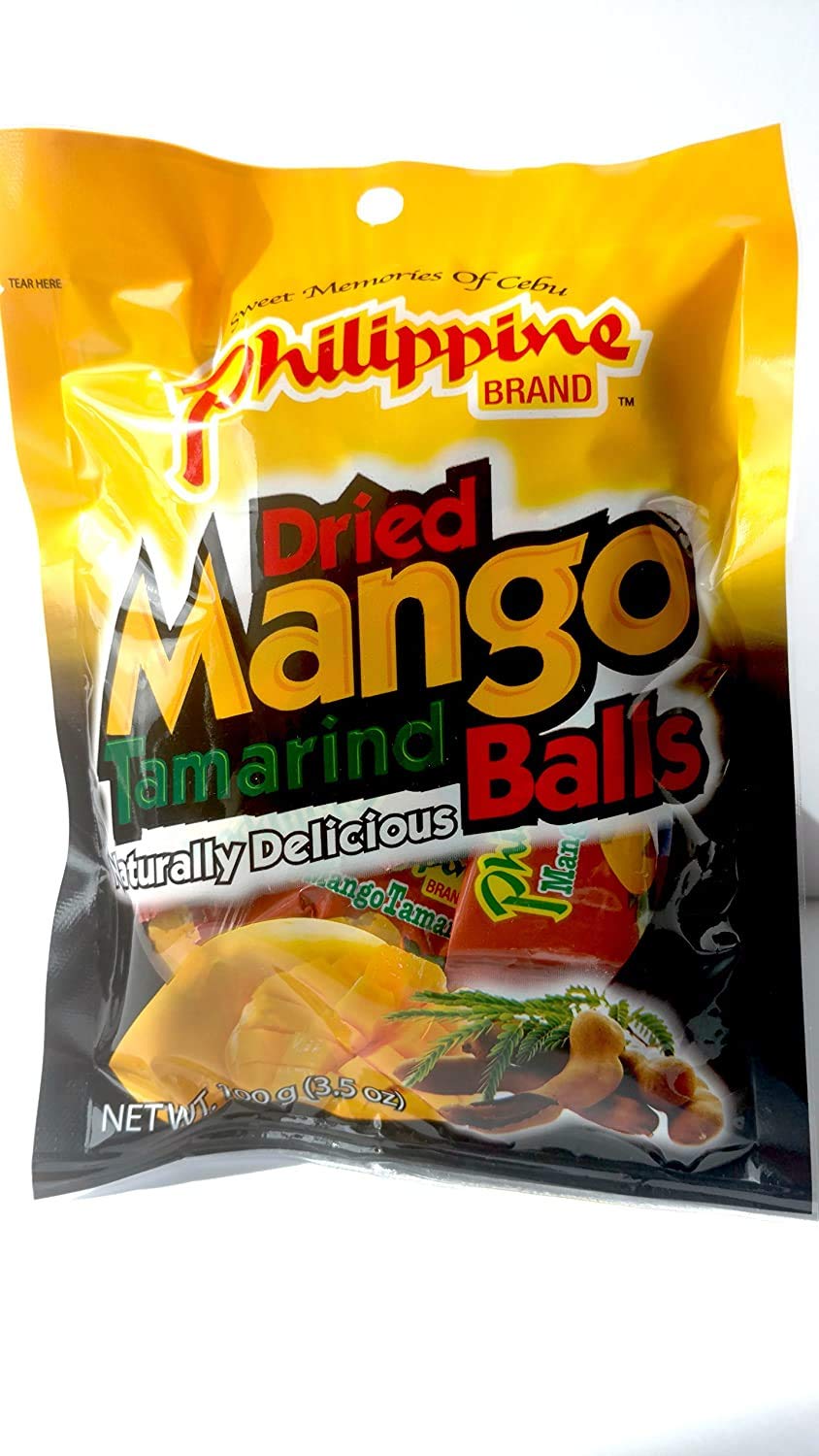 Philippine Brand Dried Mango Tamarind Balls, 3.53-Ounces Pouches (Pack of 3)