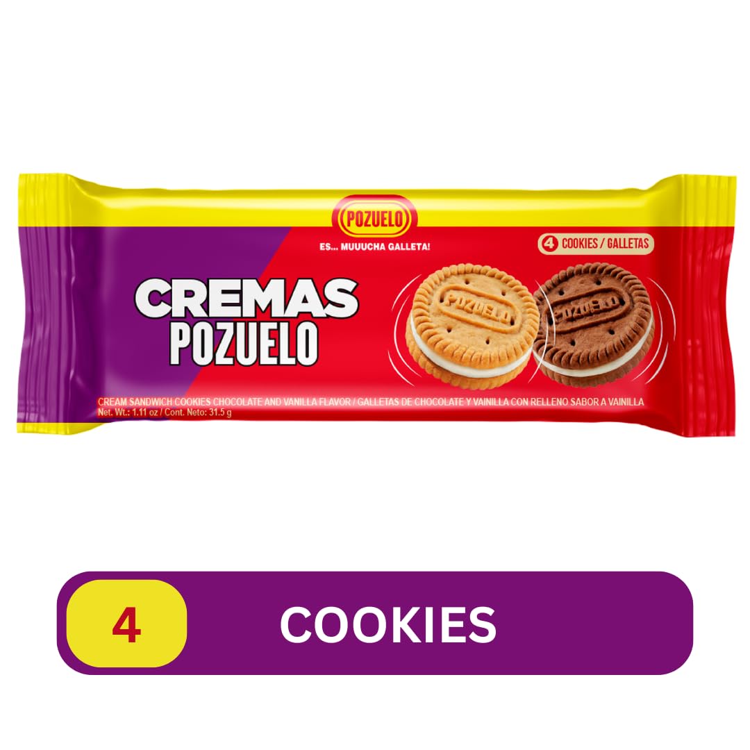 Cremas Pozuelo Mixed Chocolate and Vanilla Sandwich Cookies, 13.3 oz (Pack of 3)