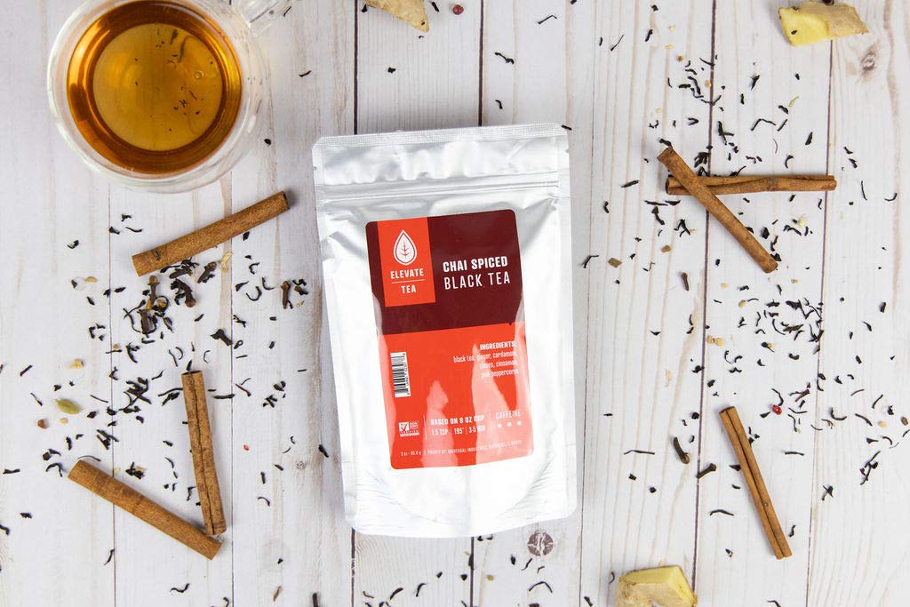 Elevate Tea Chai Black Tea - Loose Leaf Chai Tea, High Caffeine, 3 oz Pouch - 30 Cups, Hot & Iced Tea, No Artificials, 2 Pack