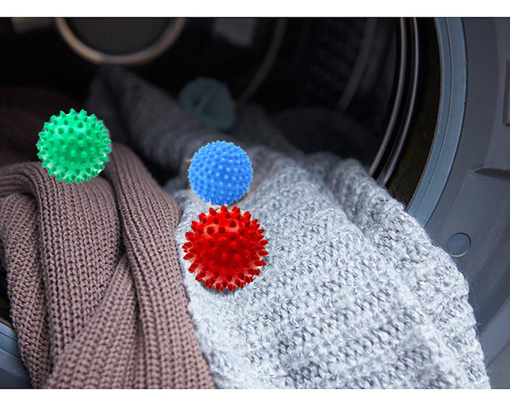 Reusable Dryer Balls Laundry Wash Dryer Balls Anti-Static Fabric Softener Laundry Washing Ball, 6pcs (Red)