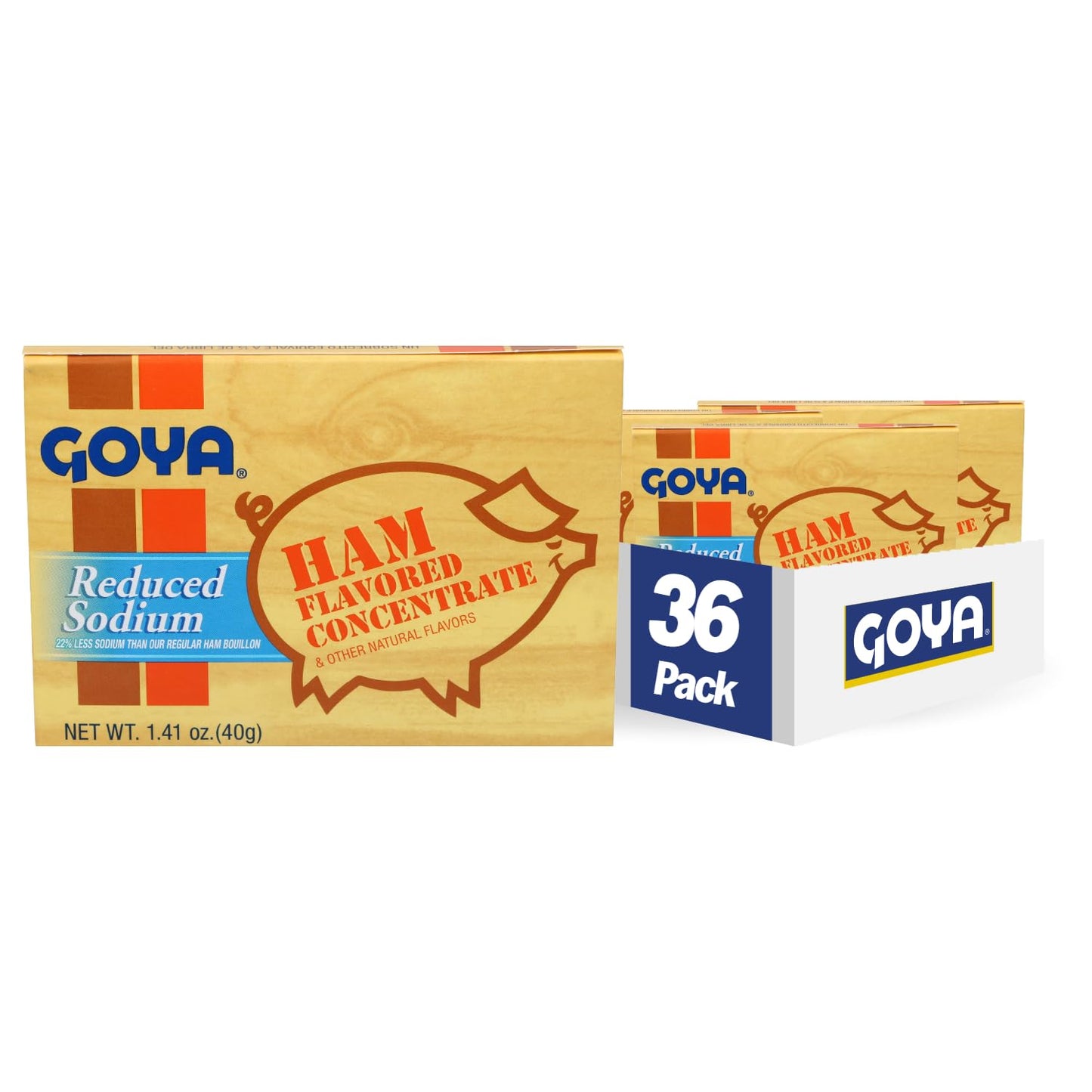 Goya Foods Ham Flavored Concentrate, Reduced Sodium, 1.41 Ounce (Pack of 36)