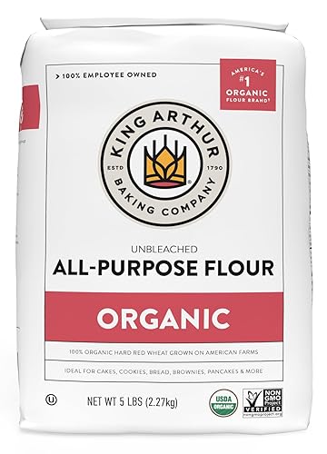 King Arthur 100% Organic All-Purpose Flour, Unbleached, 5 lb Bag - Non-GMO Project Verified, No Preservatives