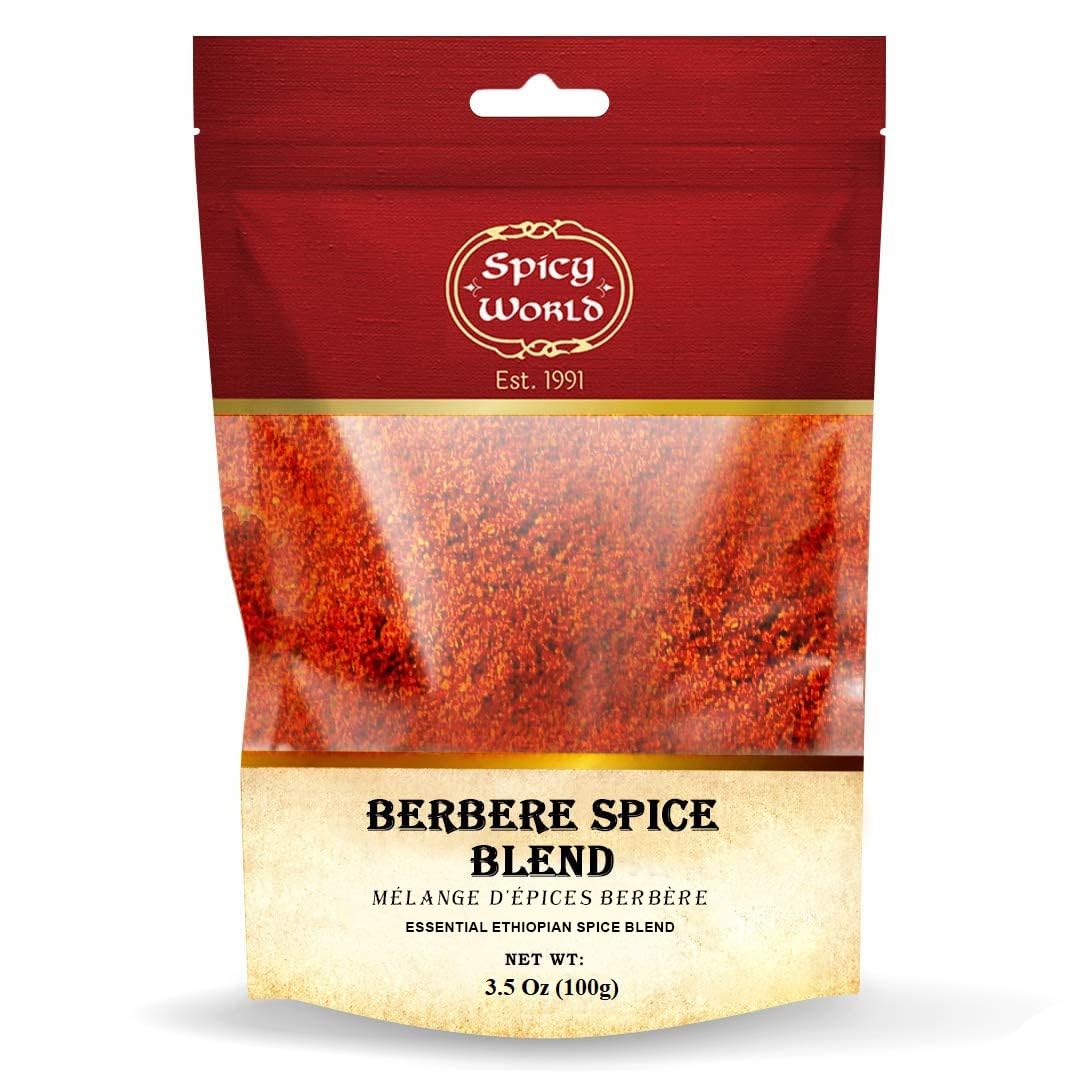 Spicy World Berbere Spice Blend 3.5oz | Authentic Ethiopian Seasoning Hand-Blended | Rich 14-Spice Mix for Flavorful Dishes
