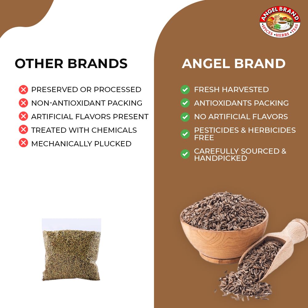 Angel Brand Cumin Seeds Whole 13oz Bottle - Premium Whole Cumin Seeds for Cooking, Spices, and Seasoning - Ideal for Indian, Middle Eastern & Mexican