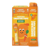 Sweet Nothings, Mango, USDA Organic Kids' Squeezable Super Fruit Smoothie Pops, Pack of 6 - Dye-Free, No Added Sugar, Dairy-Free, Vegan, Healthy