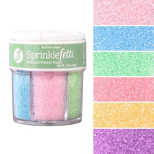 Sweets Indeed Dye Free Sugar Sprinkles, Pastel 6 Cell Edible Sprinkle Mix Perfect for Spring Cake Decorations Baking Ice Cream Cookies Cupcake Topper