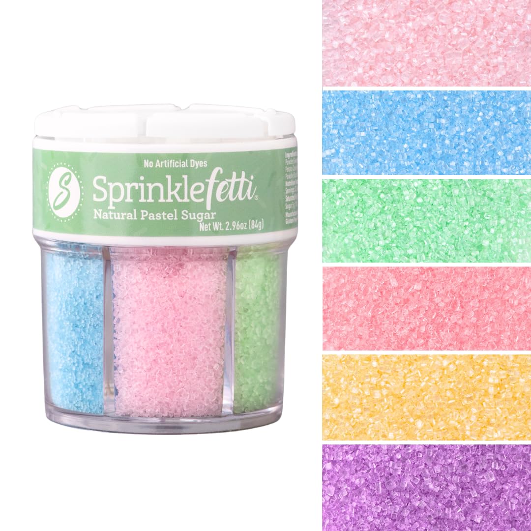 Sweets Indeed Dye Free Sugar Sprinkles, Pastel 6 Cell Edible Sprinkle Mix Perfect for Spring Cake Decorations Baking Ice Cream Cookies Cupcake Topper