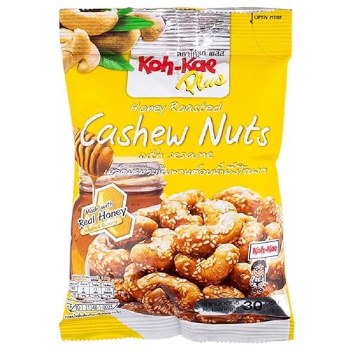 Koh-Kae Plus Brand, Cashew Nuts With Sesame, Honey Roasted 30g X 3 Packs