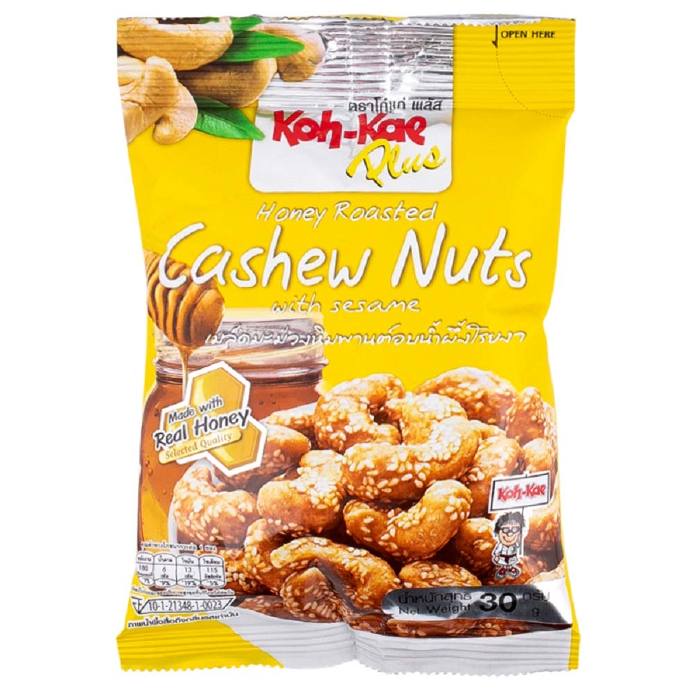 Koh-Kae Plus Brand, Cashew Nuts With Sesame, Honey Roasted 30g X 3 Packs