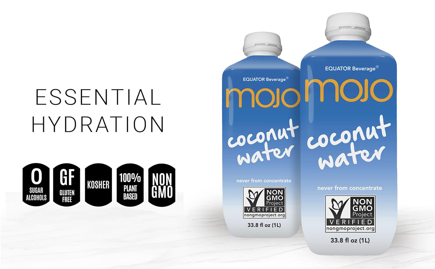MOJO Coconut Water | Hydration Drink & Sports Drink | Electrolytes Beverage | Vitamin B & C | Hydration Drink for Skin & Body | 33.8 Oz (Pack Of 6)
