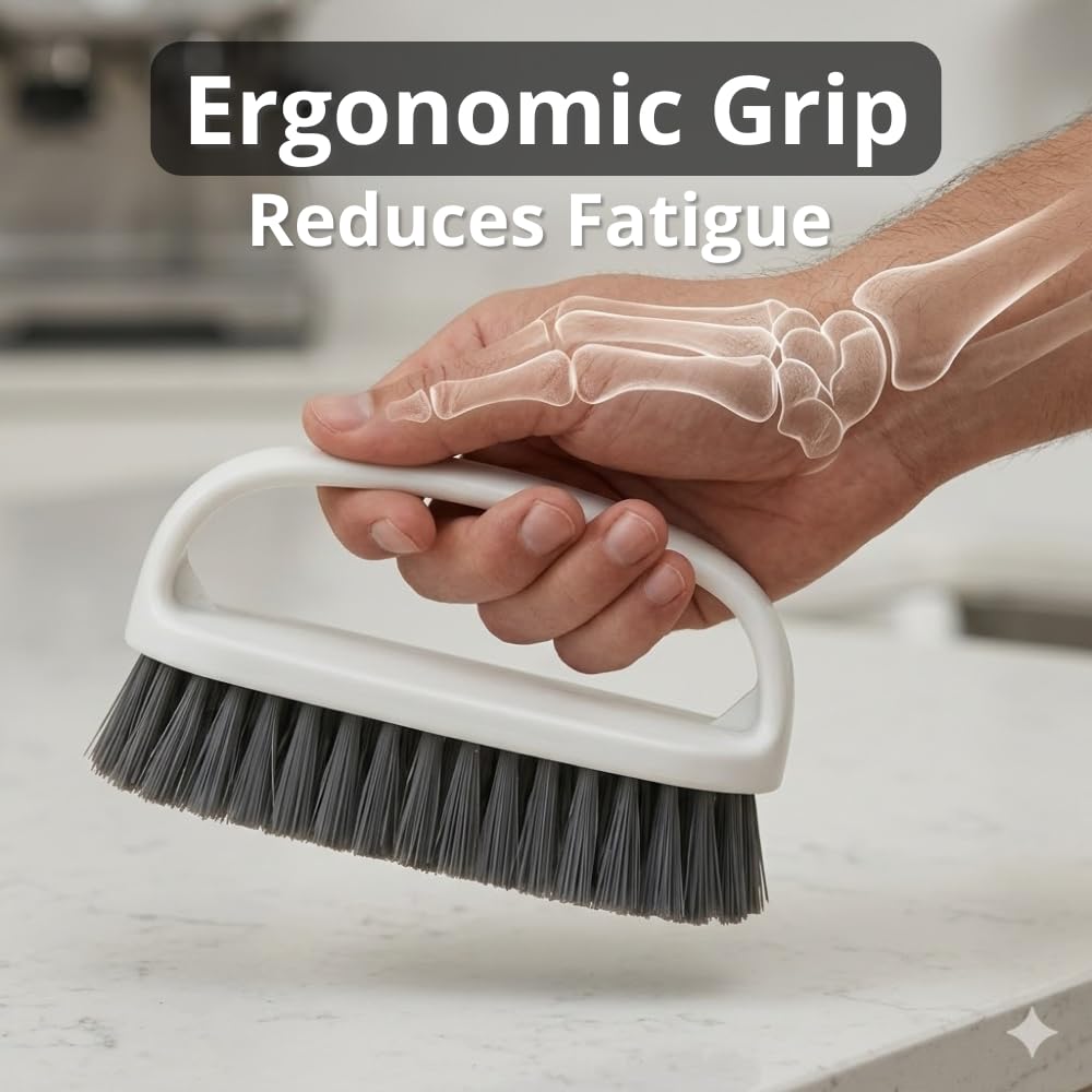 Scrub Brush, Soft-Medium Bristle Scrub Brush with Handle - All-Purpose Cleaning Brushes for Kitchen, Bathroom, Shower, Tile, Grout, Sink & Floor