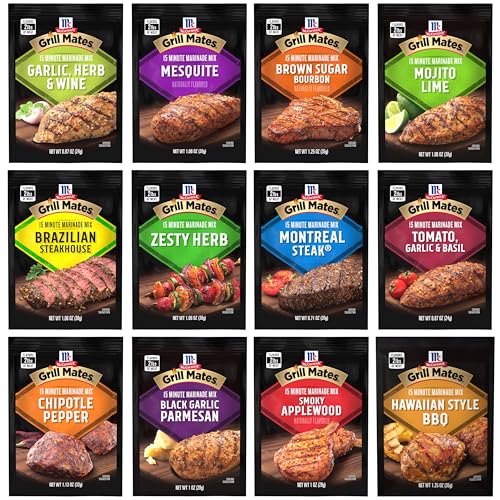McCormick Grill Mates Marinade Mix Variety Pack, Includes 12 Marinade Mixes, Sweet, Smoky, Spicy, and Savory Flavors, For Chicken, Beef, Pork, Shrimp